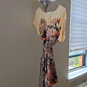 Anthropologie Cream and Orange Floral Blouse